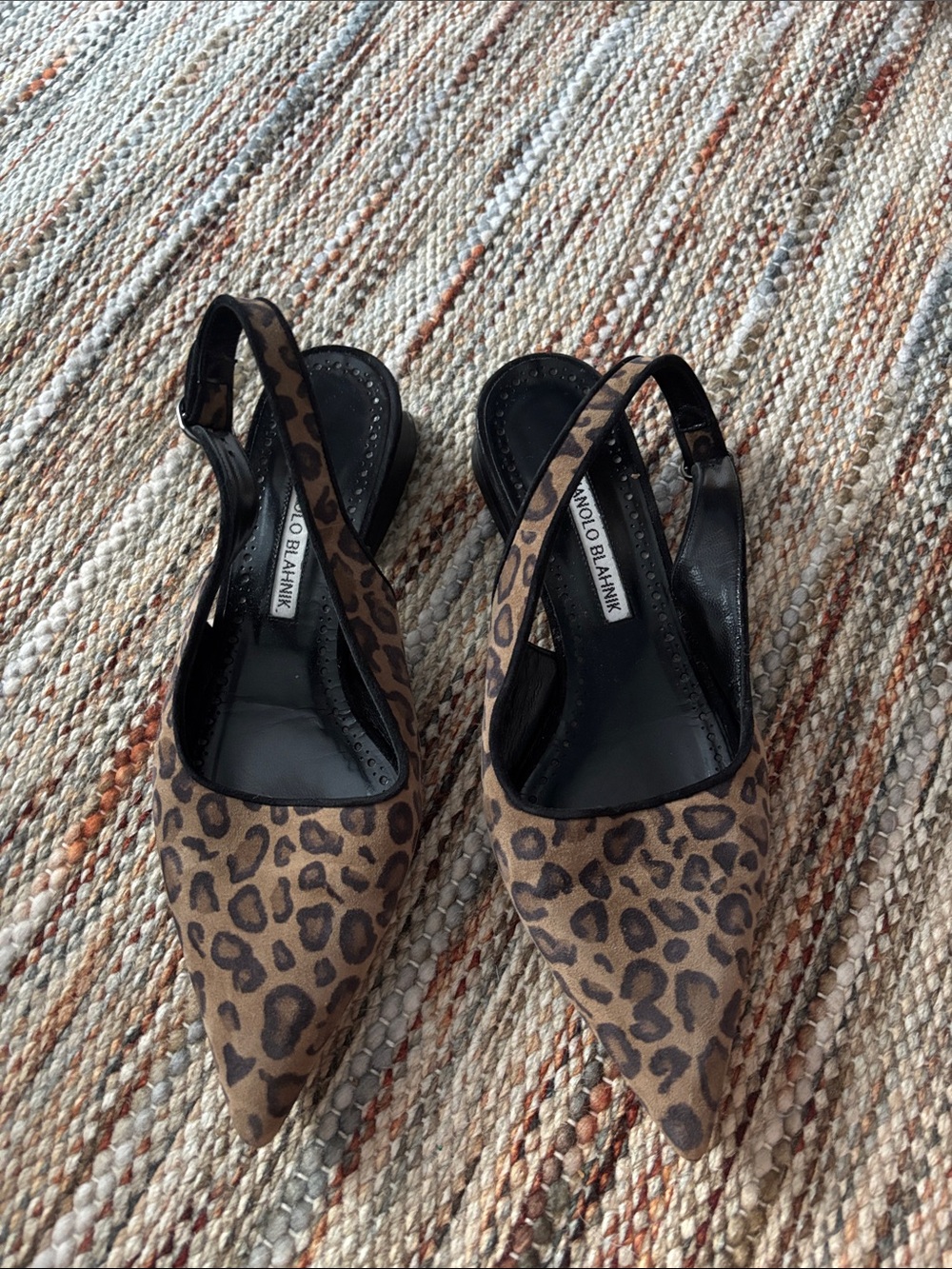 Manolo Blahnik Leopard-Print Pointed Slingback Flats - Brown & Black